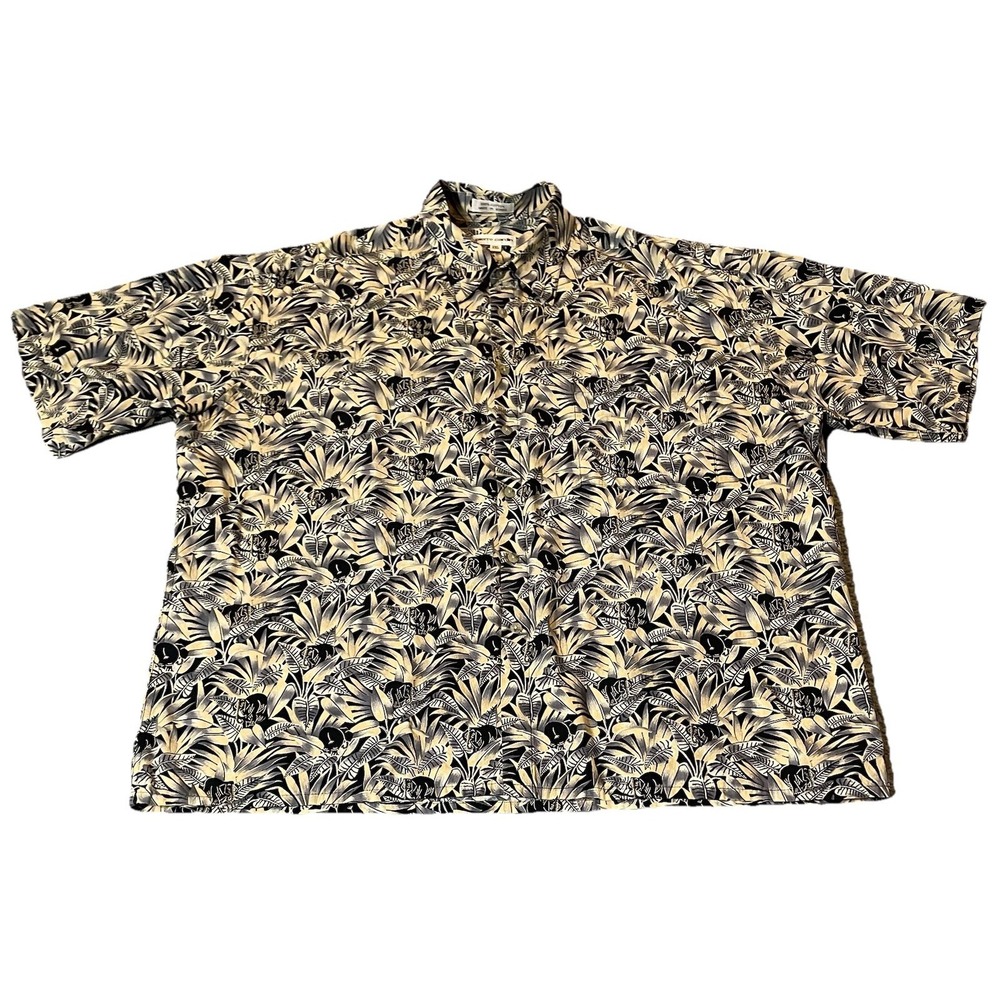 Vtg Pierre Cardin Floral Shirt Mens XXL Beige Hawaiian Tropical Beach Korea Boho